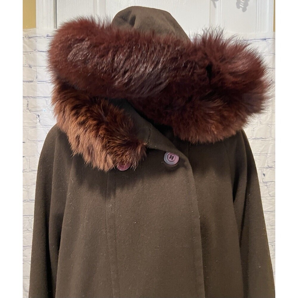 Steve By Searle Vintage Brown Wool Lined Winter Coat With Fur Trim Hood (4) L/XL - Picture 3 of 8